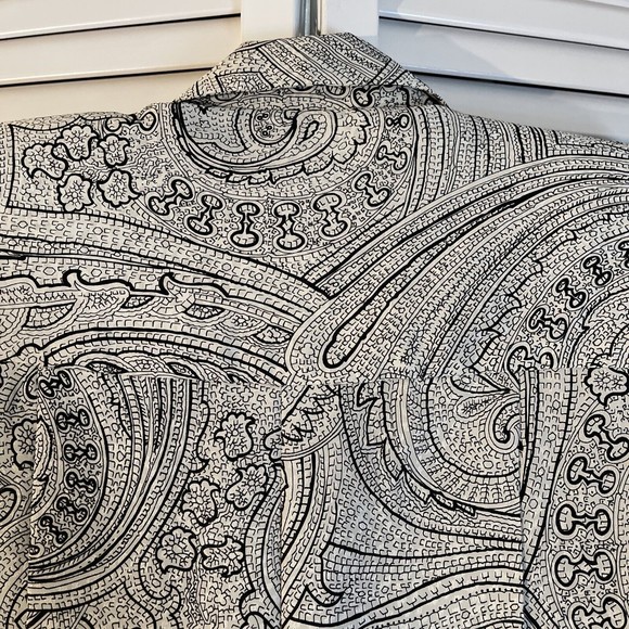 Vintage Liz Claiborne Collared Wrap Blouse Black White Size‎ 8 - Picture 8 of 11